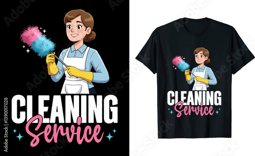 Retro House Cleaner T-Shirt – Funny Cleaning Lady Costume for Women & Housekeeping Career Outfit
