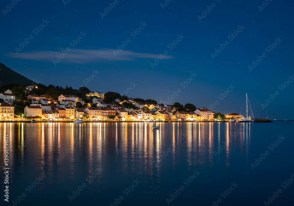 Fototapeta premium night view of the city of kotor