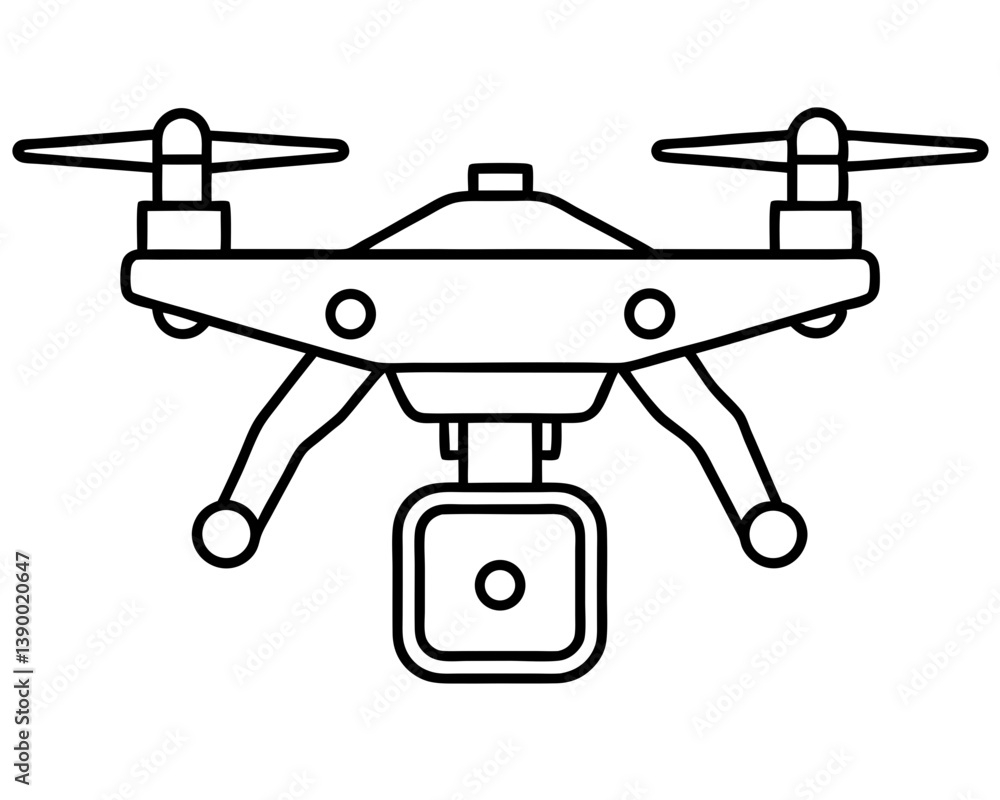 Drone Line Art Vector & Camera Icon SVG Outline Drone Line Art Vector & Camera Icon SVG Outline