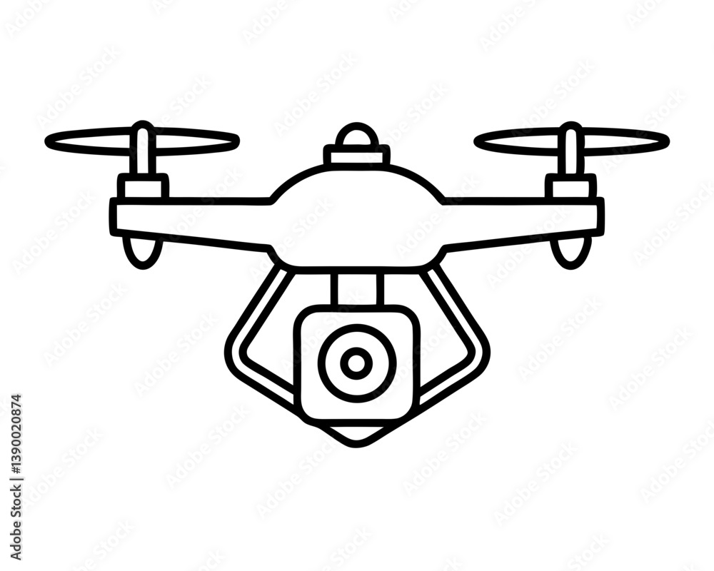 Drone Line Art Vector & Camera Icon SVG Outline Drone Line Art Vector & Camera Icon SVG Outline