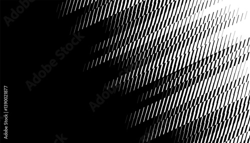 Black and white abstract transition pattern with diagonal ways effect. Smooth motion for disappear background. Vector Format Illustration 