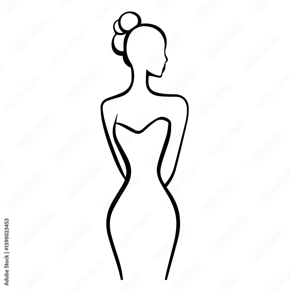 Fototapeta premium Elegant Woman Line Art Vector – Minimalist Fashion Illustration