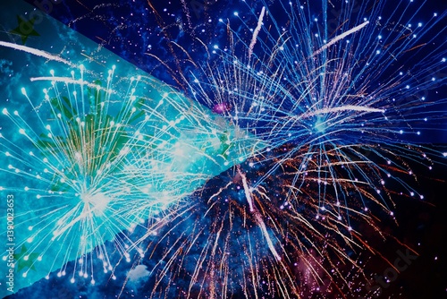 Obraz na płótnie Firework styled in colors of flag of Philippines. Holiday, celebration concept w salonie