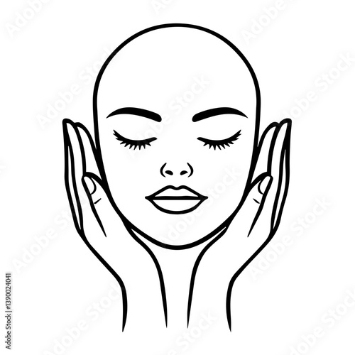 Face Cleansing Illustration | Spa & Skincare Line Drawing | Bathroom Wall Art

