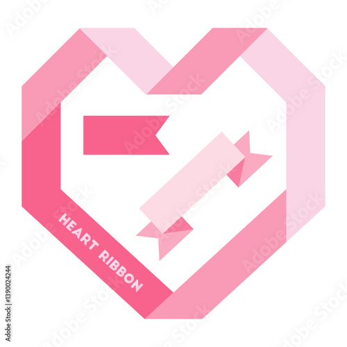 핑크색 하트 리본 배너 벡터 일러스트레이션