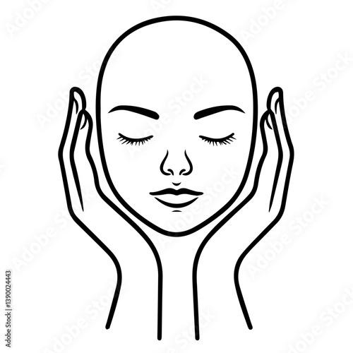 Face Cleansing Illustration | Spa & Skincare Line Drawing | Bathroom Wall Art

