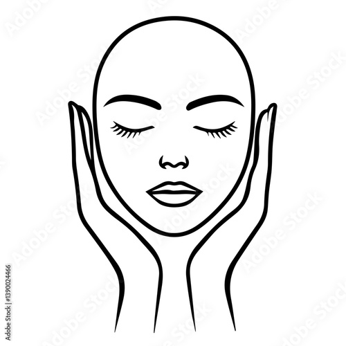 Face Cleansing Illustration | Spa & Skincare Line Drawing | Bathroom Wall Art

