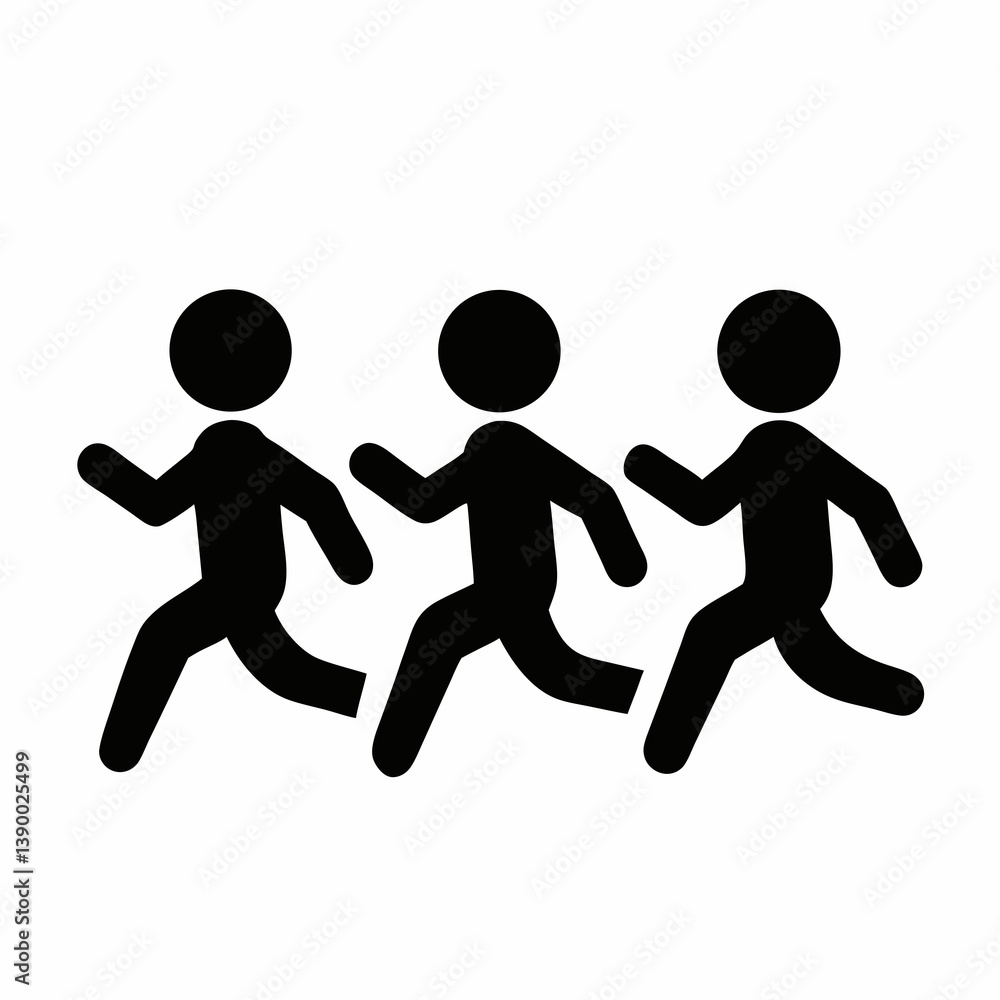 Three People Running Teamwork Simple Icon Vector Illustration Silhouette Style Three People Running Teamwork Simple Icon Vector Illustration Silhouette Style