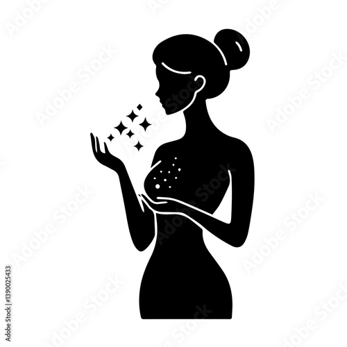 silhouette of a woman with a bottle