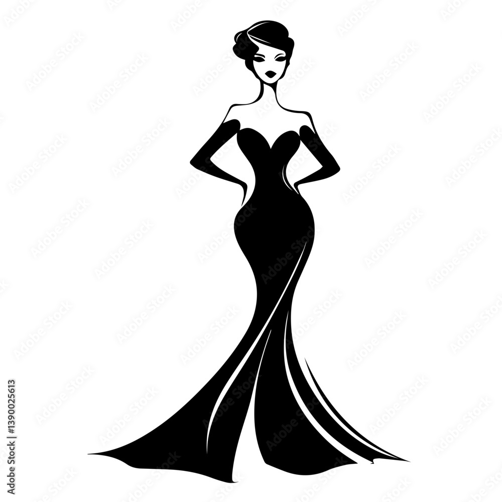 Fototapeta premium elegant woman in black dress
