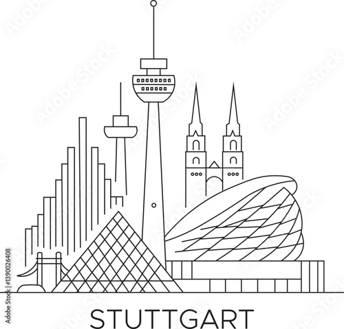 Stuttgart City Line Draw Simple Minimalist