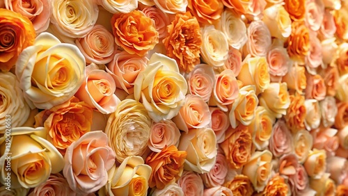 Dreamy Pastel Orange Juliet Rose Wall, Abundant Floral Fantasy Background