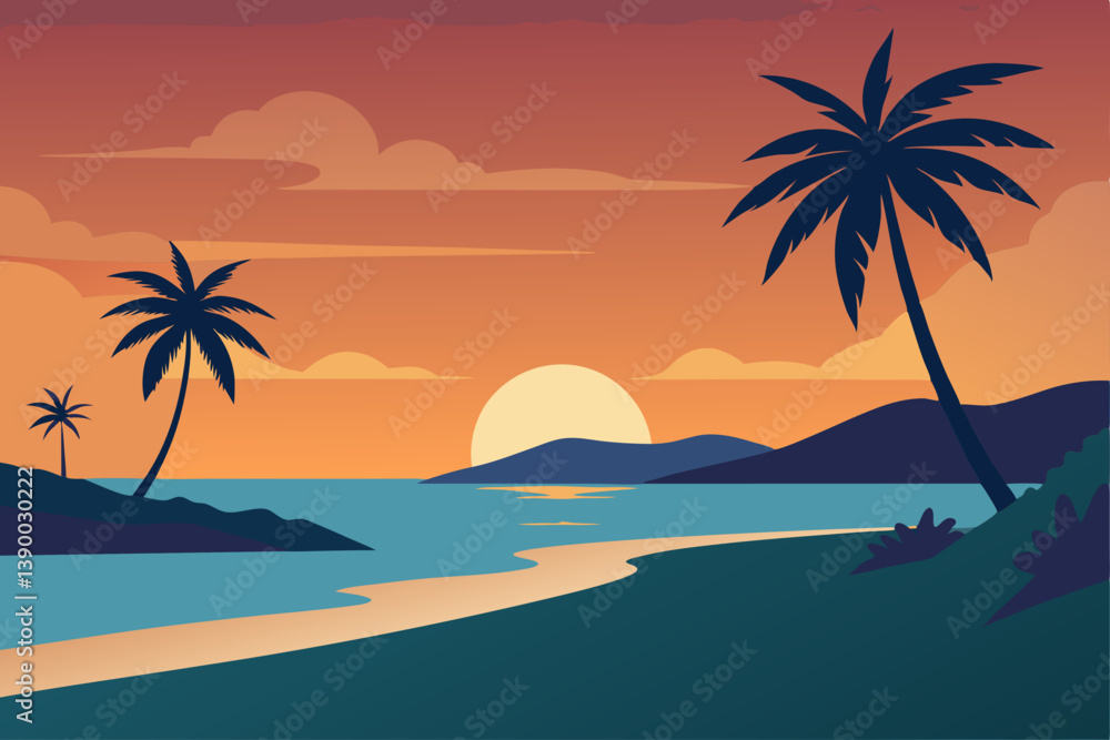 Fototapeta premium tropical beach with palm trees