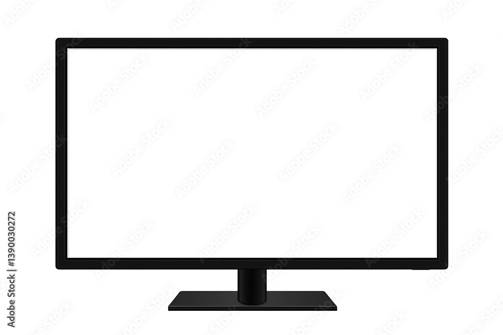 Modern Black Monitor Isolated With Blank White Screen on transparent background , png , cutout Modern Black Monitor Isolated With Blank White Screen on transparent background , png , cutout