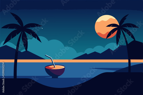 tropical island with palm trees