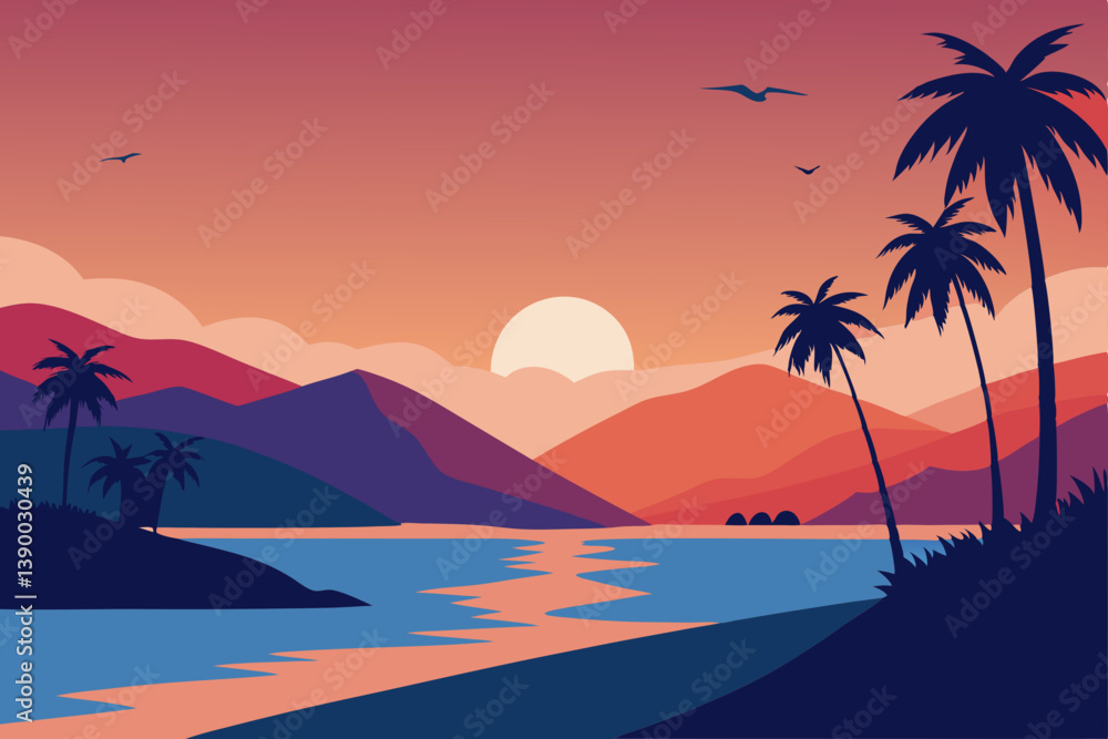 Obraz premium tropical beach with palm trees