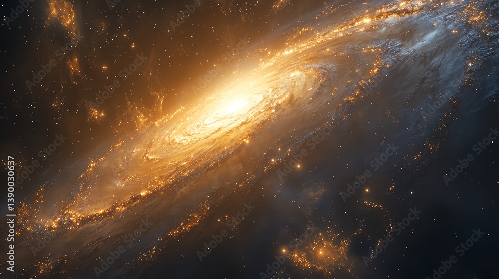 Majestic spiral galaxy swirling in deep space. Majestic spiral galaxy swirling in deep space.