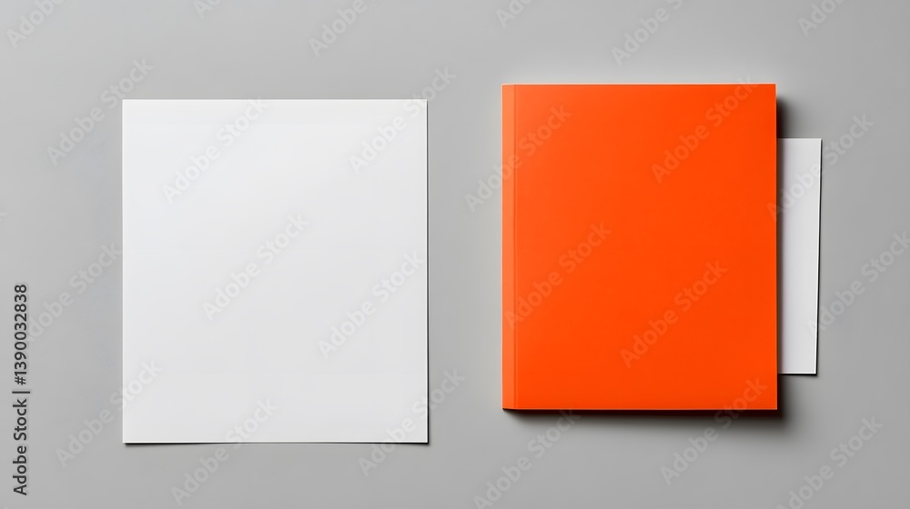 Vibrant Orange Book and White Paper Mockup Vibrant Orange Book and White Paper Mockup