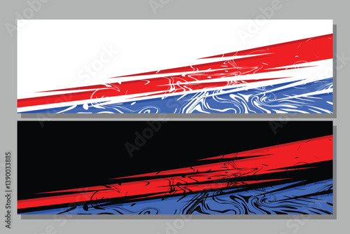 Sporty modern racing car decal livery design. Graphic abstract stripe racing background kit designs in white and black color background