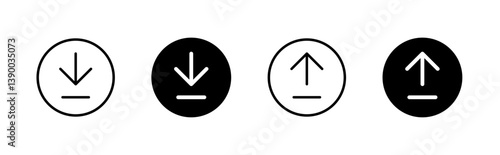 Download and upload icon button set. Download and upload vector icons. Download and upload icons or buttons in outline and fill style with editable stroke. 