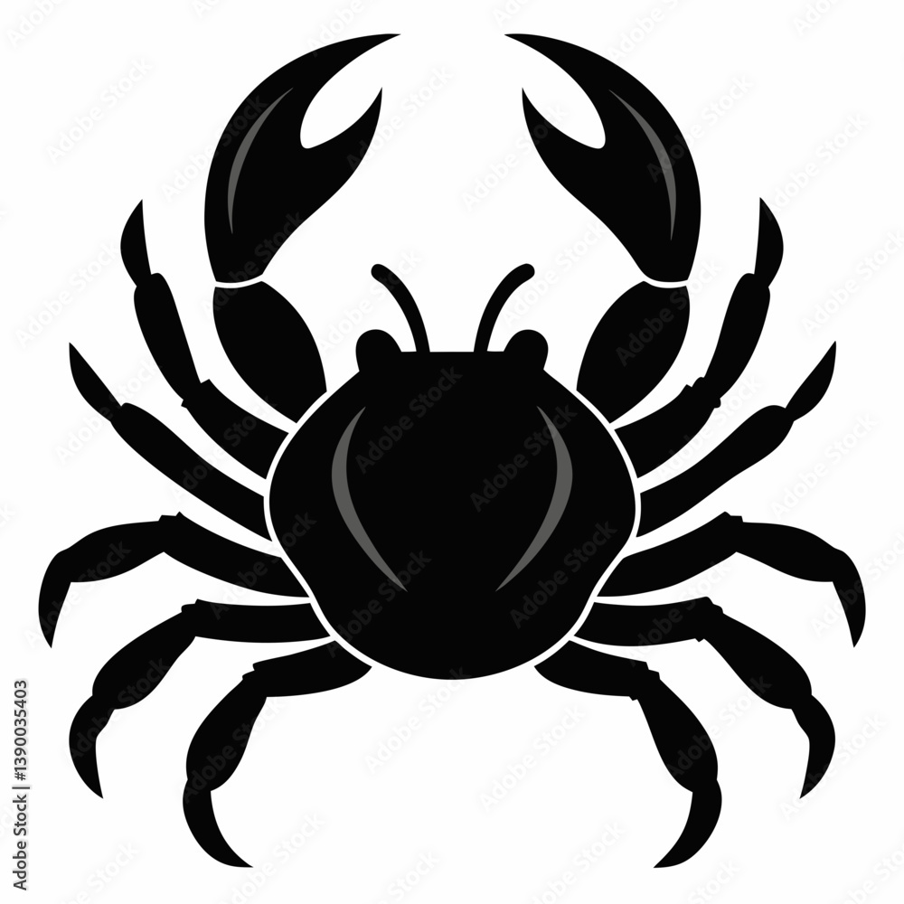 Crab vector silhouette black design white background Crab vector silhouette black design white background