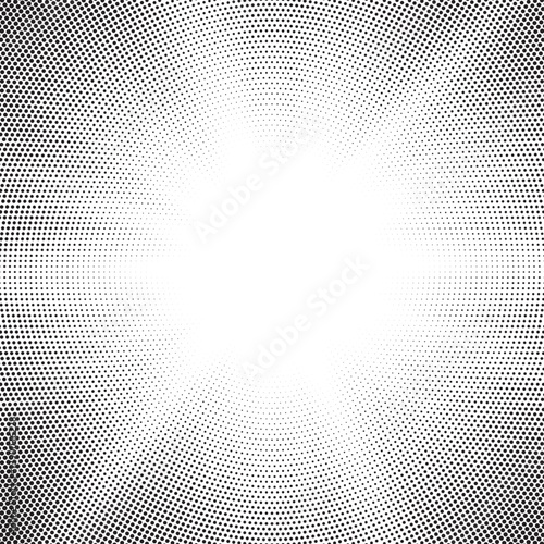 Halftone gradient sun rays pattern. Abstract halftone vector dots background. monochrome dots pattern. Vector background in comic book style with sunburst rays and halftone. Retro pop art design.
