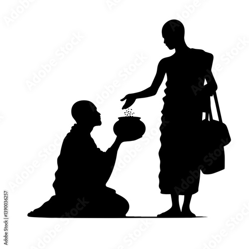 Monks exchanging food offerings for Vesak tradition