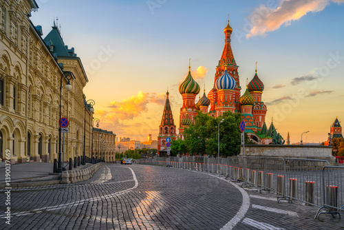 Saint Basil's Cathedral and Red Square in Moscow, Russia. Architecture and landmarks of Moscow.