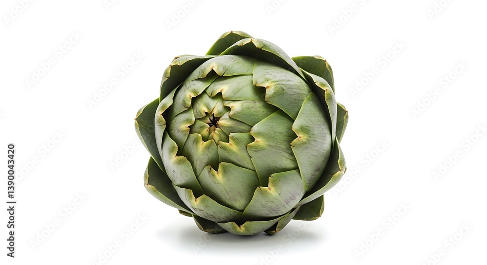Fototapeta premium Single Artichoke Isolated on White Background Fresh Culinary Vegetable