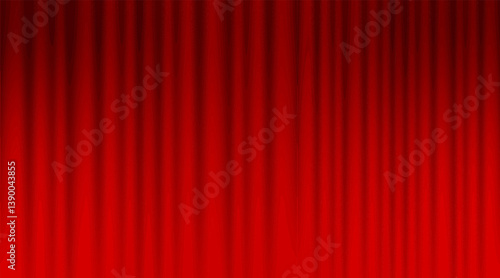 Red fabric curtain texture background. Vector illustration