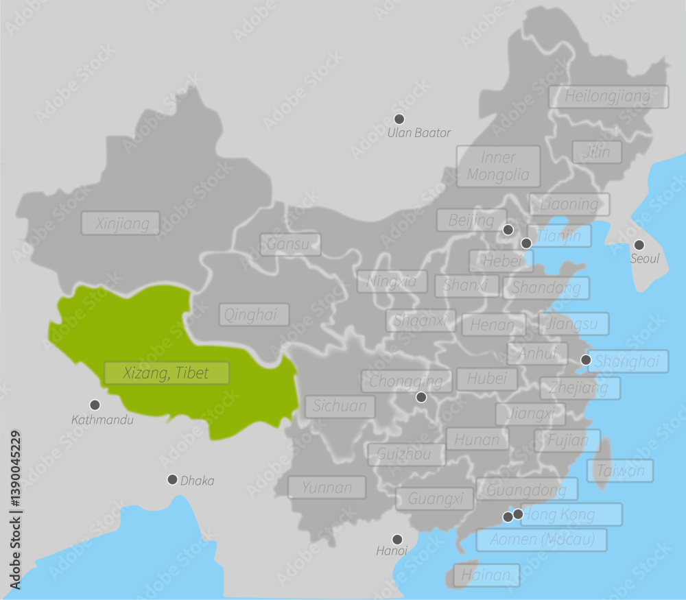 Fototapeta premium china map xizang tibet 250307