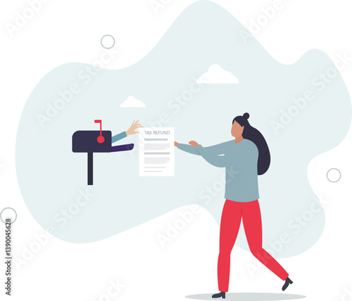 Tax refund or rebate credit concept.flat character life .