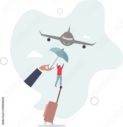 Travel insurance, protection for traveller before flying in COVID-19 Coronavirus era concept.flat character life .