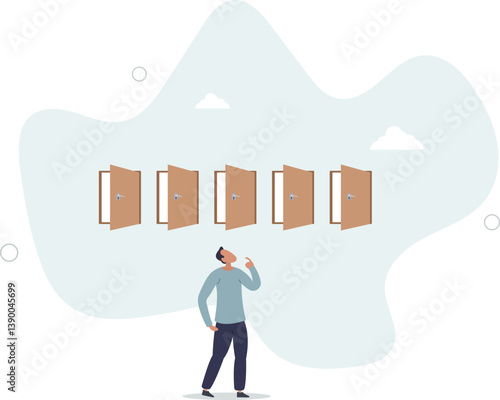 Choosing choices, make decision for career opportunity, alternative pathway, decide for new job or select important chance, right or wrong decision concept.flat character life .
