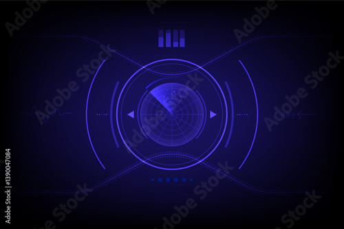 Abstract Technology concept Digital realistic radar screen and targets