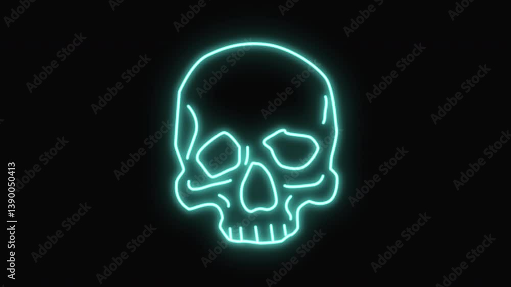 Neon green skull on a black background. Suitable for Halloweenthemed designs, spooky decor, or edgy merchandise for teenagers and young adults. Neon green skull on a black background. Suitable for Halloweenthemed designs, spooky decor, or edgy merchandise for teenagers and young adults.