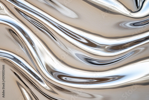 Wallpaper Mural Metallic sci-fi textures displaying deep reflections with fluid dynamics and smooth surface transitions Torontodigital.ca