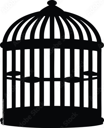 birdcages with bird silhouette vector,Bird cage icon
