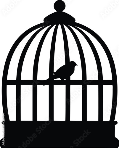 birdcages with bird silhouette vector,Bird cage icon