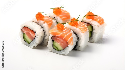 sushi set rolls isolated on white background set of japanese sushi 