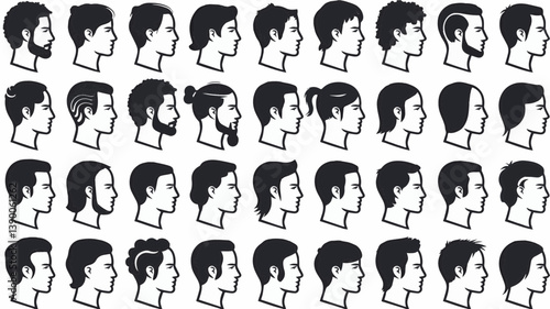 Hairstyle Silhouette Collection: 30 Stylish and Unique Hair Designs