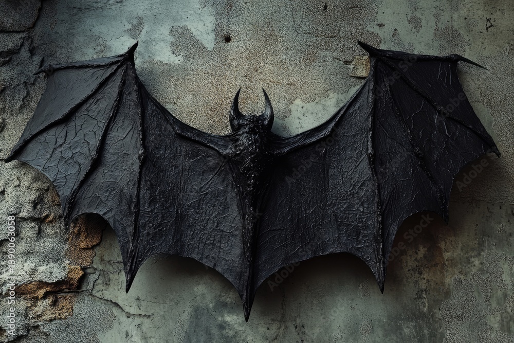 Naklejka premium Demonic bat wings, sharp edges, gothic horror aesthetic