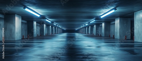 Obraz na płótnie A futuristic, sci-fi themed tunnel corridor with a dark and grunge atmosphere w salonie