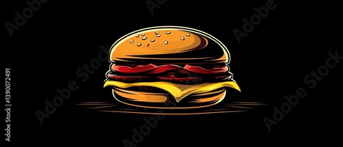 Obraz na płótnie Delicious fresh burger. Logo for the application for the sale or advertising of fast food and hamburgers w salonie