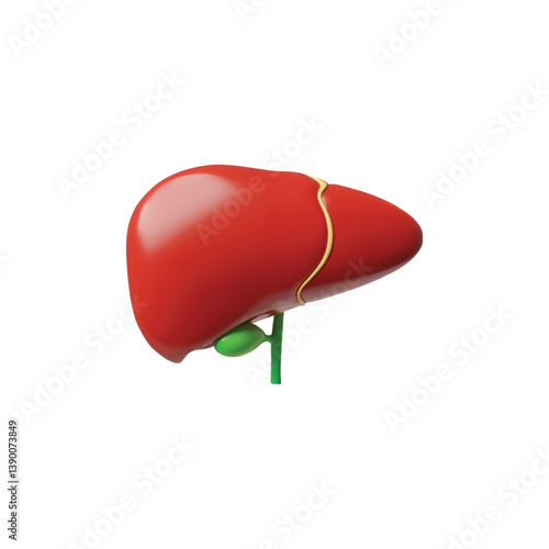 3D realistic model of human liver, anatomy science concept, healthy hepatic system internal organ, vector medical design