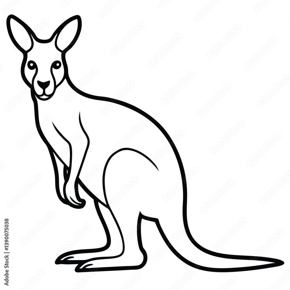 Cute cartoon vector of a kangaroo with baby surrounded by animal and pet-themed elements Cute cartoon vector of a kangaroo with baby surrounded by animal and pet-themed elements