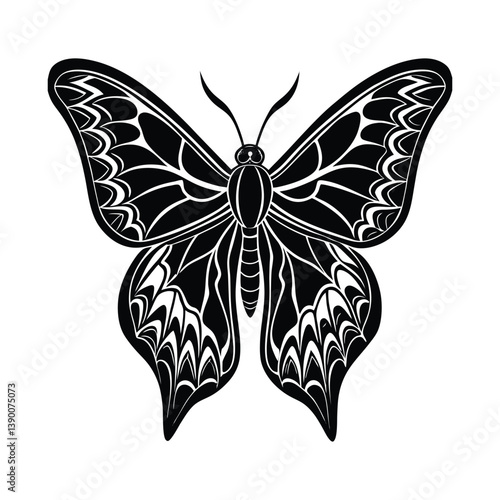 Elegant Butterfly Silhouette – Vector Clipart Design on White Background

