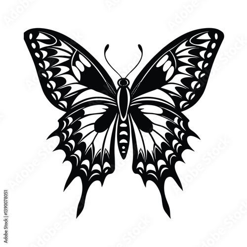 Butterfly Shape Clipart – Flat Black Silhouette Design on White Background