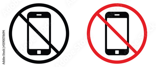 Warning Icon Don't use mobile phone symbol. No mobile phone sign. Mobile Phone prohibited. No cell phone sign.Vector illustration.