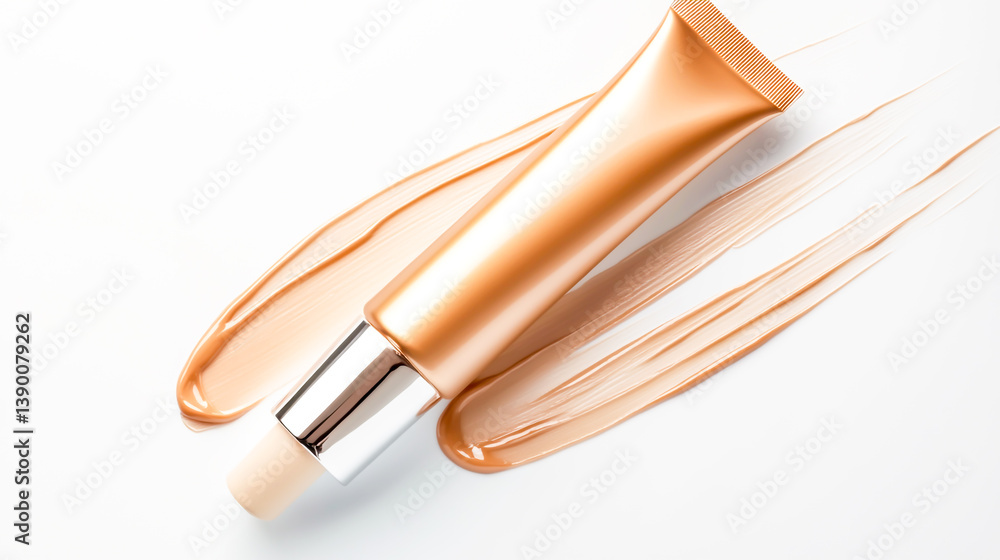 Cosmetic cream tube with product squeezed out, isolated on a clean white background, showcasing the smooth texture and rich consistency Cosmetic cream tube with product squeezed out, isolated on a clean white background, showcasing the smooth texture and rich consistency